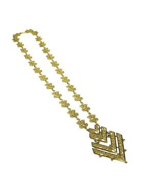 Ornate Gold Tone Necklace Chevron Pendant Cosplay Renaissance Style Regalia